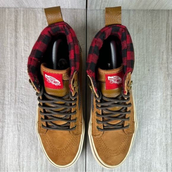 Vans SK8-Hi MTE Tan High-Top Sneaker Brown Suede Plaid Boot Women’s Size 8.5 - Picture 6 of 10